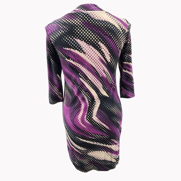 Bisou Bisou Michele Bohbot Size 10 Dress With Purple Black Beaded Neckline - Picture 9 of 9